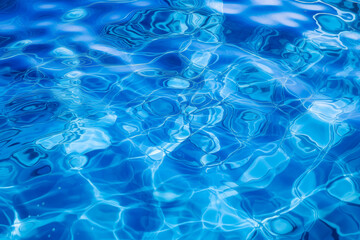 Close up of blue water and ripples in a blue pool Pool Underwater view. Generative Ai Illustration.
