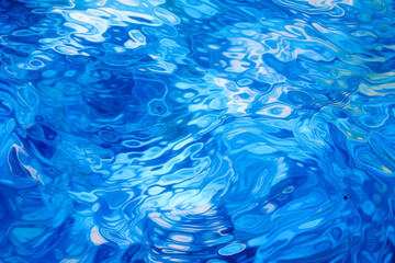 Naklejka na ściany i meble Close up of blue water and ripples in a blue pool Pool Underwater view. Generative Ai Illustration.