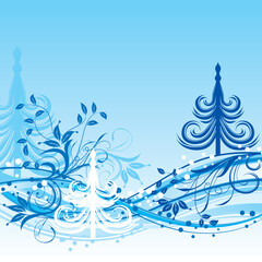 Fototapeta na wymiar Christmas tree, winter background, vector illustration