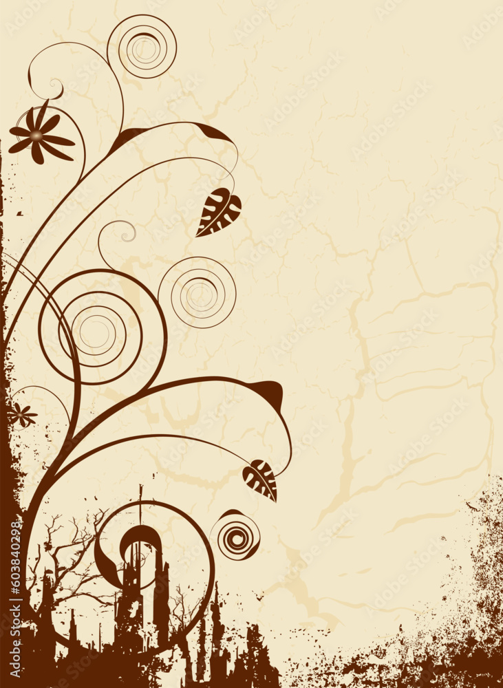 Poster floral brown abstract image ideal as a background with room for your own text
