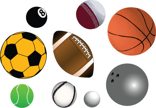 Collection of various sports ball in vector format (fully resizable and editable)