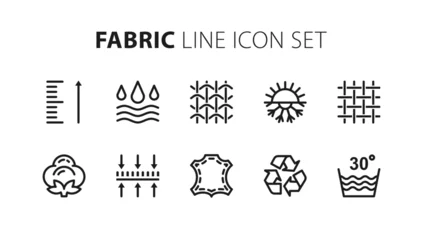 Fototapete Eine Linie FABRIC LINE ICON SET 1. Black line icon on white background