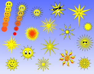Set of vector sun designs