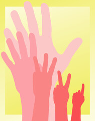 Vector illustration of hands counting down