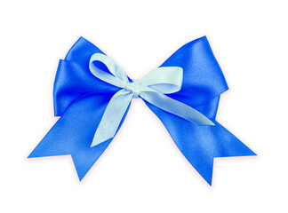 blue bow isolated on white background.