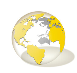 Fototapeta na wymiar transparent glass world globe isolated on white background