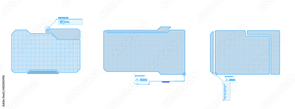 Poster HUD, UI, GUI futuristic user interface screen elements set. High tech screen for video game. Abstract virtual graphic touch user interface. game style. Modern elements of cyberpunk
