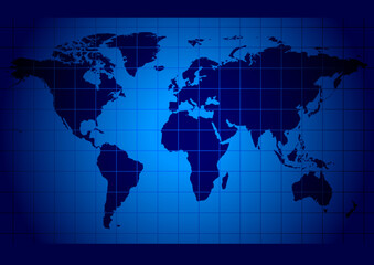 Fototapeta na wymiar World map blue - highly detailed world map illustration