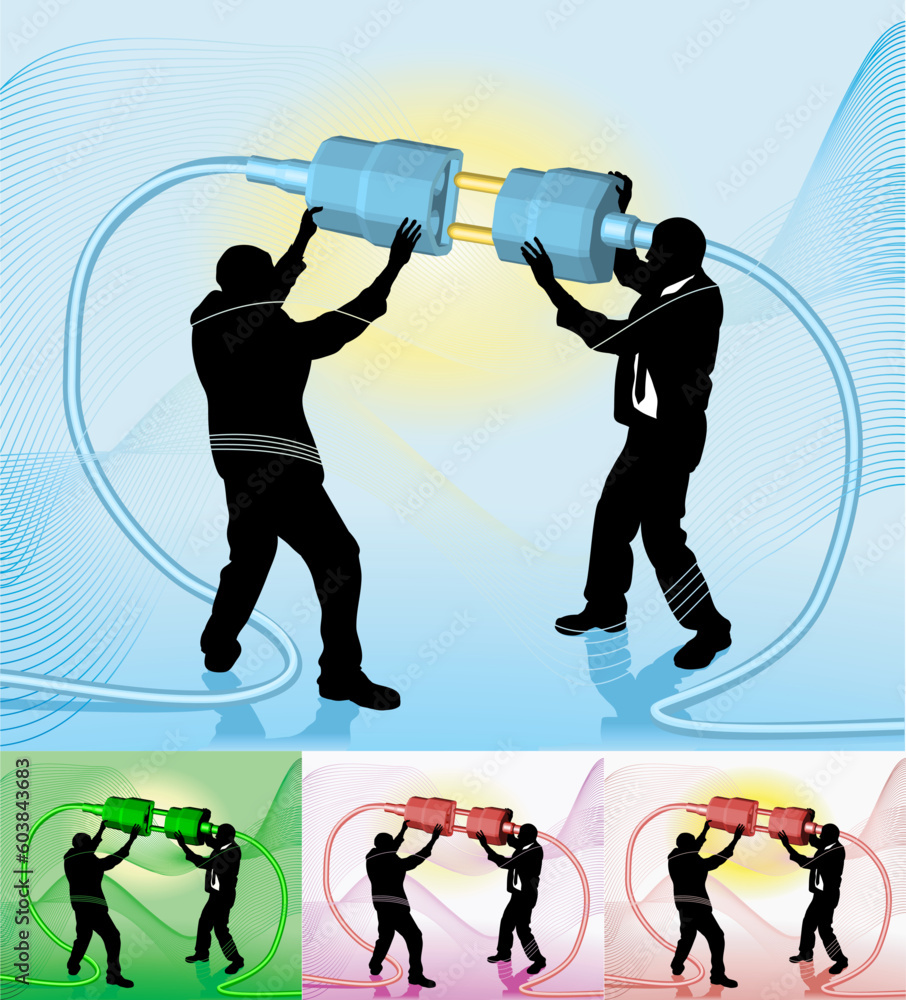 Fototapete conceptual piece. business people making a connection. no meshes used. main image on separate layers
