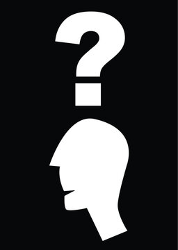 Human head and question sign