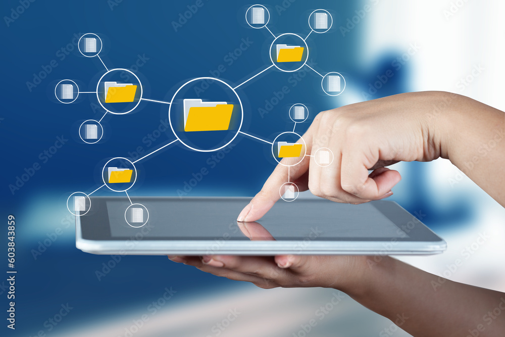 Poster document management big data system concept. enterprise content management