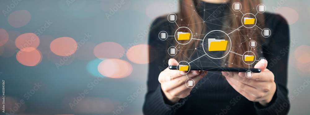 Poster document management big data system concept. enterprise content management