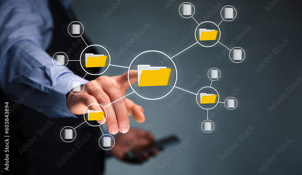 Poster document management big data system concept. enterprise content management