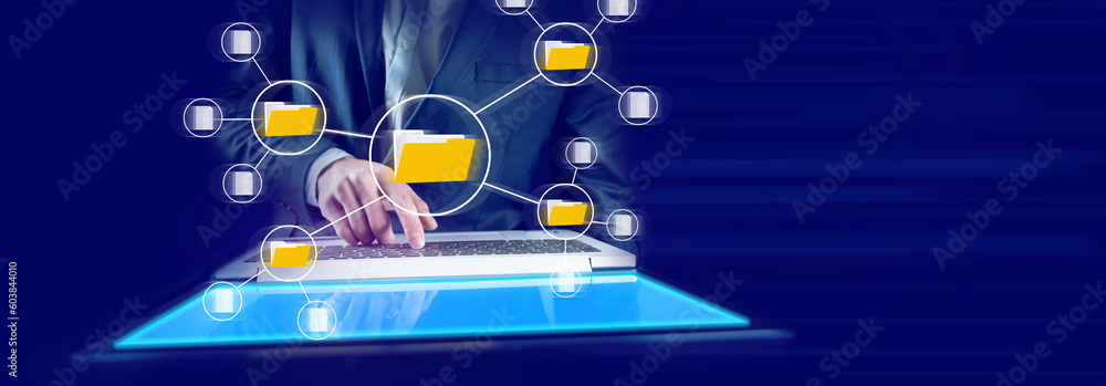 Poster document management big data system concept. enterprise content management