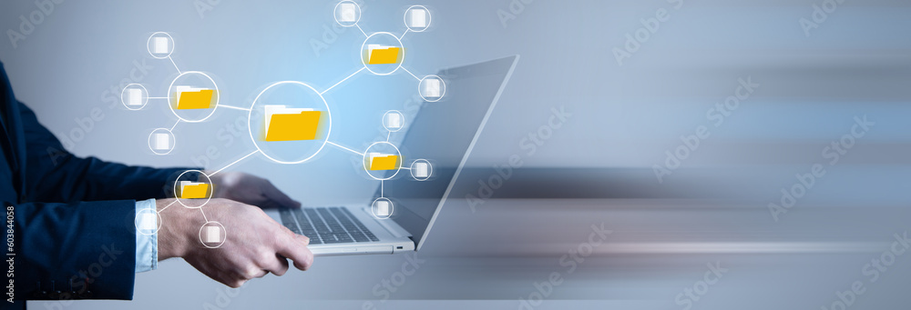 Poster document management big data system concept. enterprise content management
