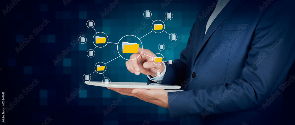 Poster document management big data system concept. enterprise content management