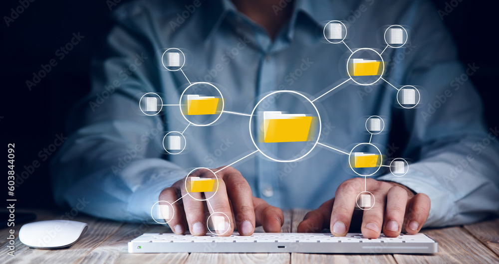 Poster document management big data system concept. enterprise content management