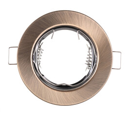 round recessed ceiling spotlight on a white background