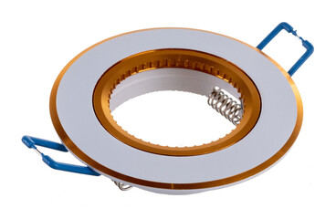 round recessed ceiling spotlight on a white background