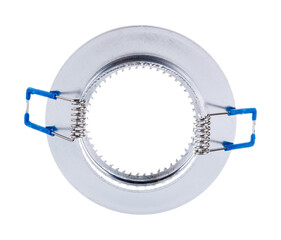 round recessed ceiling spotlight on a white background