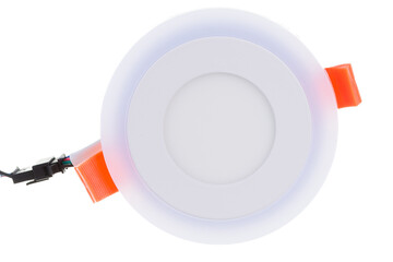 round recessed ceiling spotlight on a white background