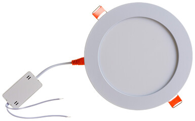 round recessed ceiling spotlight on a white background