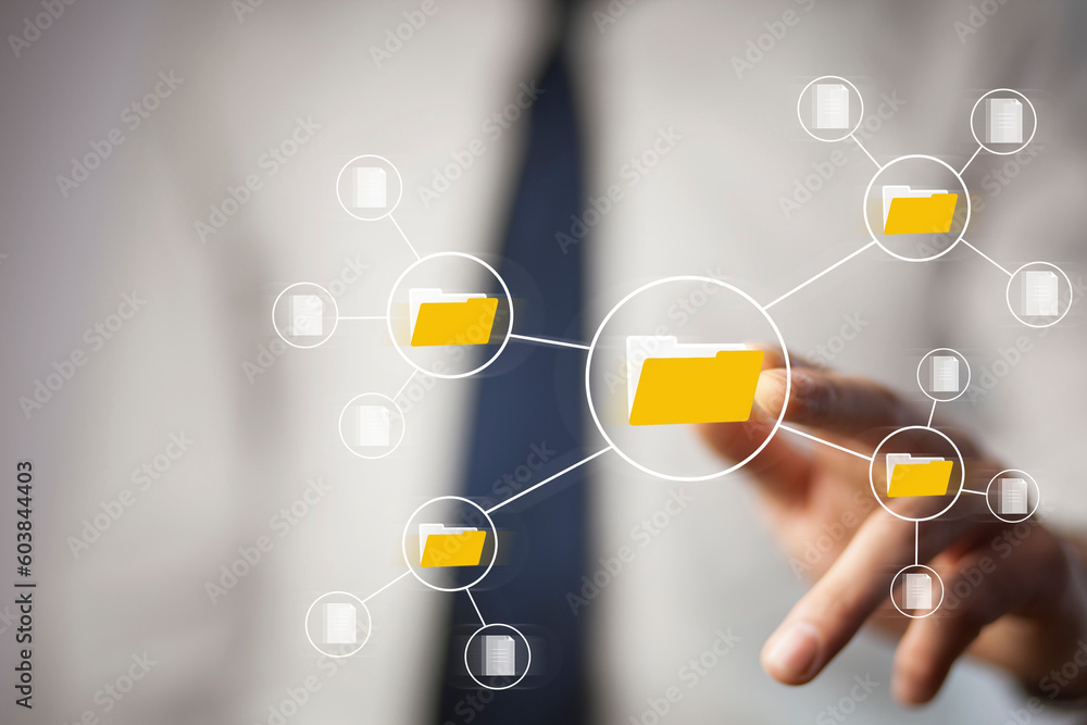 Poster document management big data system concept. enterprise content management
