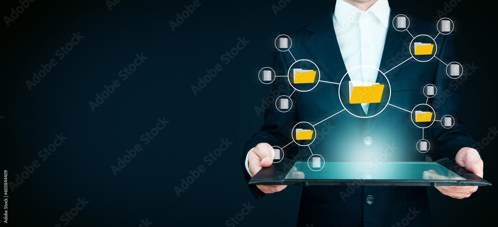 Poster document management big data system concept. enterprise content management