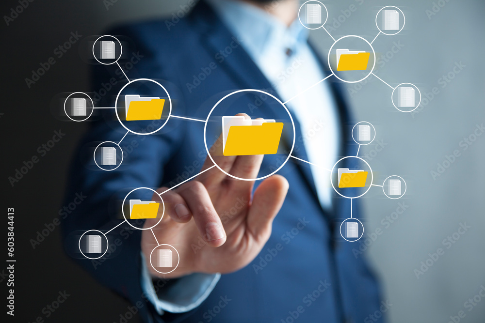 Poster document management big data system concept. enterprise content management