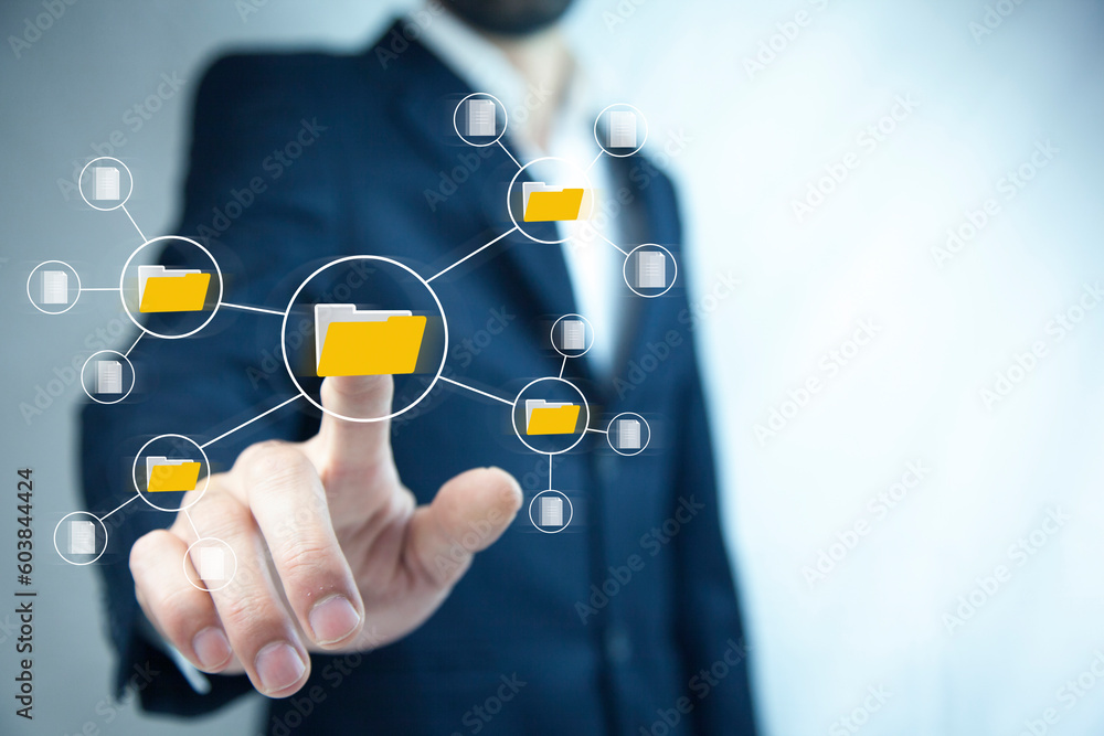 Poster document management big data system concept. enterprise content management