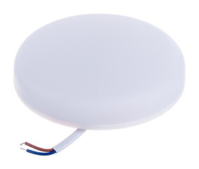 round recessed ceiling spotlight on a white background