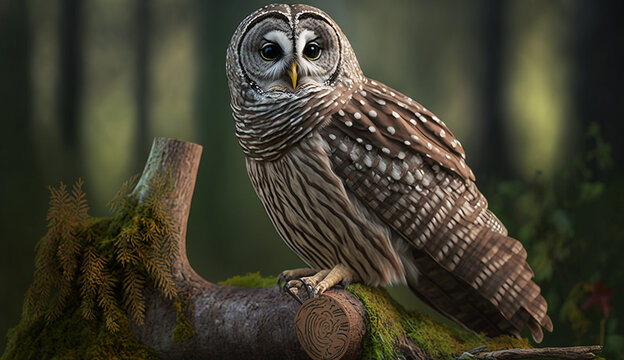 Barred Owl animal face pictures AI Generated Photo