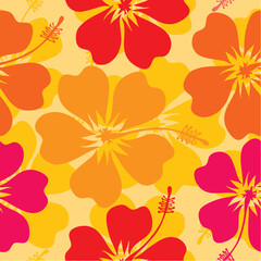 Fototapeta na wymiar Hibiscus seamless pattern, vector illustration