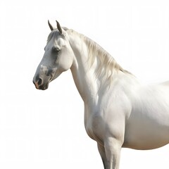 Obraz na płótnie Canvas realistic single,Horse,side view,white background,high detail, 8k,--ar 3 4