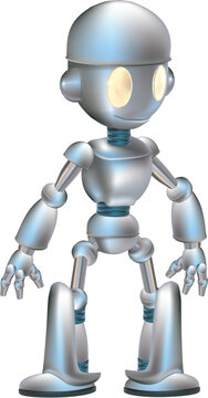 A vector illustration of a cartoon cute shiny robot