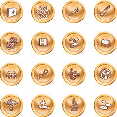 A set of icons related to medicine and science