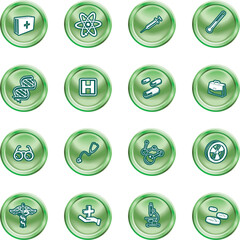 A set of icons related to medicine and science