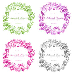 Watercolor floral frame. hand drawn elegant flower