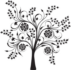 Obraz premium Blossoming tree, vector illustration