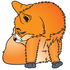 Fox 2 - coloured cartoon illustration as vector - Fox Cub