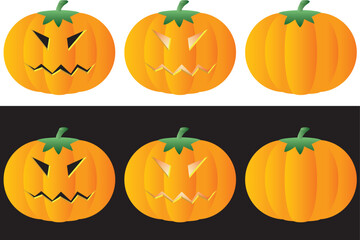 Halloween pumpkins. Set. A vector illustration.