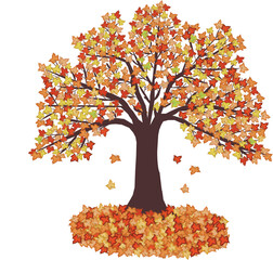 Autumn Leaves and tree - vector illustration