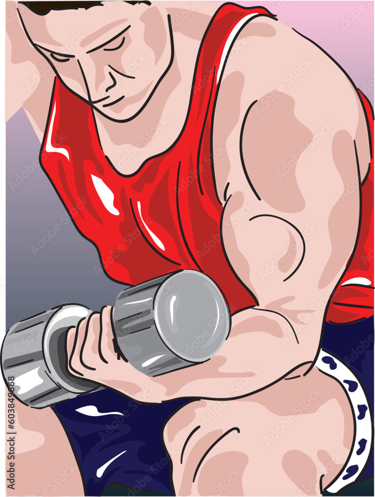 Poster man working out with dumbbell