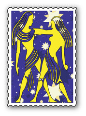 Stamp with Zodiac - Twins