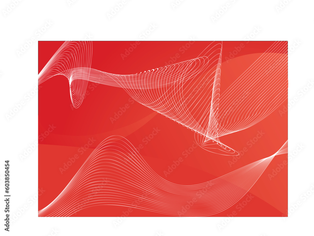 Poster red abstract lines background ; composition of curved lines--great for backgrounds, or layering over