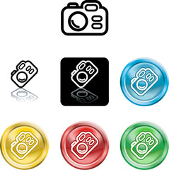 Several versions of an icon symbol of a stylised camera