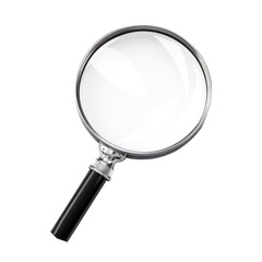 Magnifying glass isolated on white, transparent background, PNG, ai