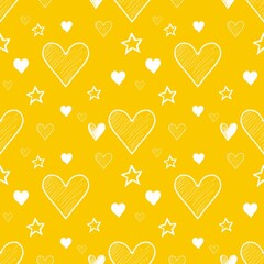 Heart pattern, white and yellow, can be used in the design of fashion clothes. Bedding, curtains, tablecloths