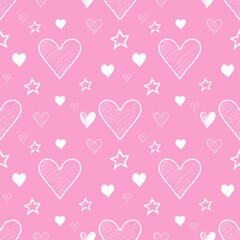 Fototapeta na wymiar Heart pattern, white and pink, can be used in the design of fashion clothes. Bedding, curtains, tablecloths