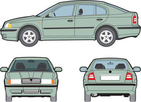 Illustration of popular czech car, perfect for wrap mockups. You can change every element - colour and shape.